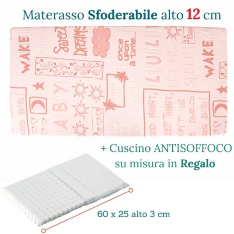 EVERGREENWEB - Materasso Lettino O Culla 70x140 Per Bambini Alto 12 Cm + Cuscino ANTISOFFOCO Su Misura GRATIS Con Fodera In Cotone Naturale, Rivestimento Sfoderabile Anallergico Lavabile MINNY 5 EVERGREENWEB - Materasso Lettino O Culla 70x140 Per Bambini Alto 12 Cm + Cuscino ANTISOFFOCO Su Misura GRATIS Con Fodera In Cotone Naturale, Rivestimento Sfoderabile Anallergico Lavabile MINNY - immagine 5