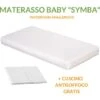 EVERGREENWEB Materasso Lettino O Culla 60x120 Per Bambini Alto 12 Cm + Cuscino ANTISOFFOCO Su Misura GRATIS Con Fodera In Cotone Naturale, Rivestimento Sfoderabile Bianco Anallergico Lavabile SYMBA