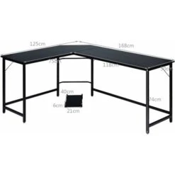 COSTWAY Scrivania Angolare In Legno E Ferro, Scrivania Porta PC Con Porta CPU, Scrivania Salvaspazio Ideale Per Studio E Ufficio, Portata Massima 100 Kg, 168 X 125 X 74 Cm Nero -Armonia Casa 18190280 3
