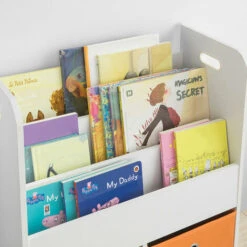 SoBuy Libreria Montessoriana Per Bambini Scaffale Portagiochi Portariviste 3 Scaffali+2 Cestini KMB27-W -Armonia Casa 18249494 3