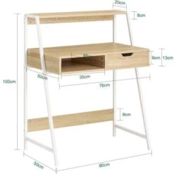 SoBuy Scrivania Piccola Con Libreria, Cassetto E Cubo Misura Del Piano Del Tavolo L76P50A75 Cm FWT63-N 5 SoBuy Scrivania Piccola Con Libreria, Cassetto E Cubo Misura Del Piano Del Tavolo L76P50A75 Cm FWT63-N -Armonia Casa 18249509 2