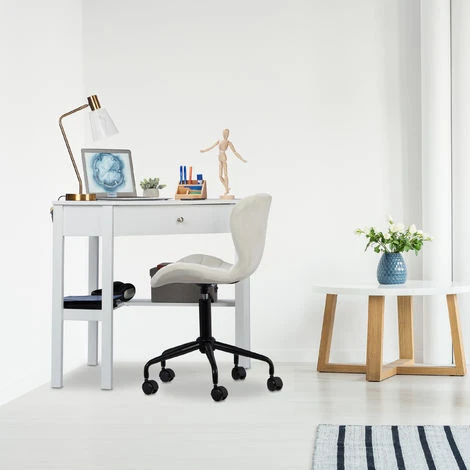 Relaxdays Scrivania Ad Angolo, Ripiano E Cassetto, Salvaspazio, Ufficio, Studio, Stile Rustico, HLP 76x107x72 Cm, Bianca 2 Relaxdays Scrivania Ad Angolo, Ripiano E Cassetto, Salvaspazio, Ufficio, Studio, Stile Rustico, HLP 76x107x72 Cm, Bianca - immagine 2