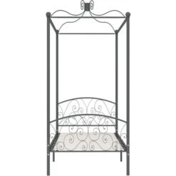 Letto A Baldacchino Grigio In Metallo 100x200 Cm VidaXL -Armonia Casa 18761264 4