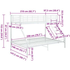 Letto A Castello Bianco In Metallo 140x200 Cm/90x200 Cm VidaXL -Armonia Casa 18764847 3