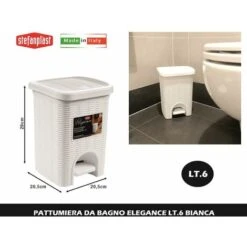 PATTUMIERA DA BAGNO ELEGANCE LT.6 BIANCA STEFANPLAST
