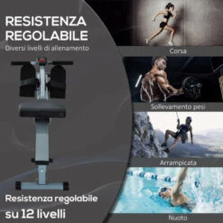HomCom Vogatore Professionale Per Fitness Con Display, 130x67.5x67cm -Armonia Casa 19484246 4