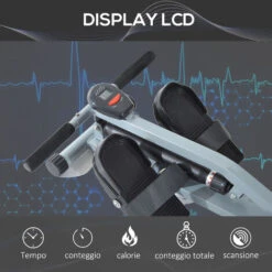 HomCom Vogatore Professionale Per Fitness Con Display, 130x67.5x67cm -Armonia Casa 19484246 5