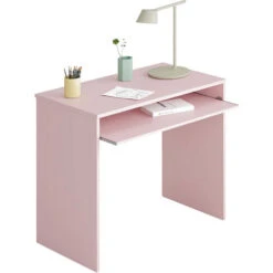 Dmora Scrivania Dayton, Scrittoio Per Ufficio Con Ripiano, Tavolo Da Studio Porta PC Da Ufficio O Cameretta, Tavolo Da Studio, Cm 90x54h79, Rosa, Con Imballo Rinforzato -Armonia Casa 19702573 4