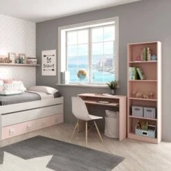 Dmora Scrivania Dayton, Scrittoio Per Ufficio Con Ripiano, Tavolo Da Studio Porta PC Da Ufficio O Cameretta, Tavolo Da Studio, Cm 90x54h79, Rosa, Con Imballo Rinforzato -Armonia Casa 19702573 5
