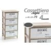 Trade Shop - Cassettiera 4 Cassetti H 73 40x29cm Bianco Legno Naturale Arredamento Moderno