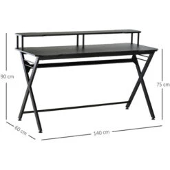 Homcom Scrivania Gaming Con Piano Rialzato Per Monitor E Gancio Cuffie In MDF E Acciaio Nero 140x60x90cm 7 Homcom Scrivania Gaming Con Piano Rialzato Per Monitor E Gancio Cuffie In MDF E Acciaio Nero 140x60x90cm -Armonia Casa 20211976 3