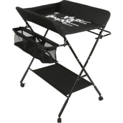 Estraibili Letto Lettino, Tavolo Per Pannolini, Tavolo Per La Cura Del Bambino, Tavolo Per Neonati, Multifunzione Pieghevole Sicurezza,nero