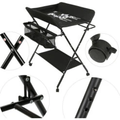 Estraibili Letto Lettino, Tavolo Per Pannolini, Tavolo Per La Cura Del Bambino, Tavolo Per Neonati, Multifunzione Pieghevole Sicurezza,nero -Armonia Casa 20228926 4