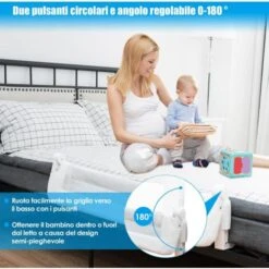 COSTWAY Sponda Di Sicurezza Da Letto, Paracolpi Barriera Letto Pieghevole Per Bambini, In Spugna, Varie Lunghezze Disponibili (Bianco, 120x40x42cm) -Armonia Casa 20558137 5