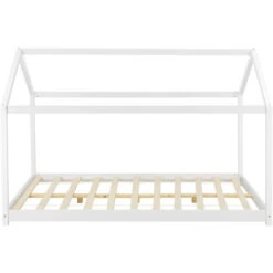 Letto Per Cameretta 'Cerro' A Forma Di Casetta 120 X 200 Cm Letto 1 Piazza E Mezza In Legno Di Pino Stile Montessori - Bianco [en.casa] -Armonia Casa 21945208 5