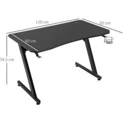 Homcom Scrivania Gaming Con Passacavi Portabicchieri E Gancio Per Cuffie Nera -Armonia Casa 22429494 3