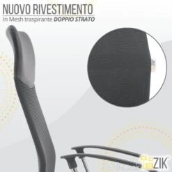 ZIK Sedia Ufficio Girevole Da Scrivania, Regolabile Con Braccioli, Ergonomica Direzionale In Tessuto -Armonia Casa 22769919 4