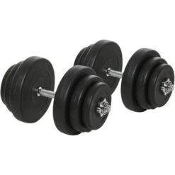 HomCom Set Di Manubri Per Allenamento A Casa In Tubi D'Acciaio E PE Plastica 12 Pezzi 40Kg Nero