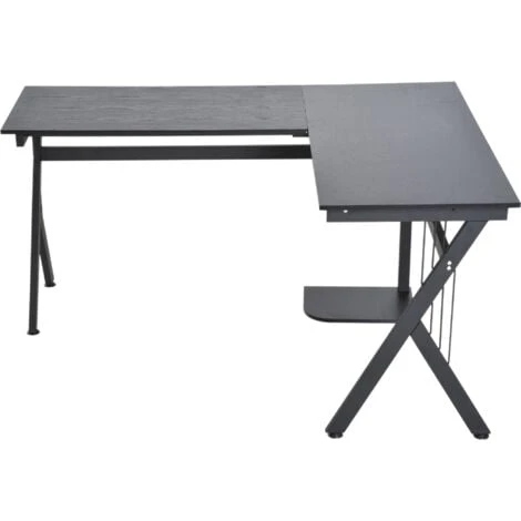 HomCom Scrivania Angolare Per Ufficio In Legno, Nero, 155x130x76cm 1 HomCom Scrivania Angolare Per Ufficio In Legno, Nero, 155x130x76cm