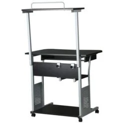 Yaheetech Scrivania Computer PC E Stampante Con Ruote Ufficio Mobile Tavolo Per Computer E Stampante Tastiera Scorrevole Da Studio Nera -Armonia Casa 23070694 4