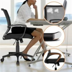 Yaheetech 2 Sedie Da Scrivania Ufficio Studio In Rete Ergonomica A Rotelle Girevole Inclinabile Altezza Regolabile Con Braccioli Nere -Armonia Casa 23185217 4