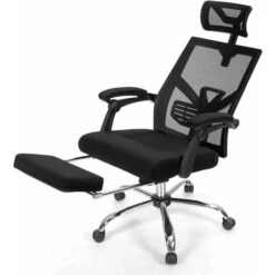 Sedia Da Ufficio Ergonomica Poltrona Regolabile Sedia Da Gaming Girevole, Con Poggiatesta E Poggiapiedi, Per Ufficio Studio E Casa, Nera