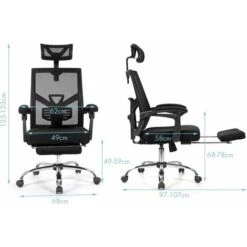 Sedia Da Ufficio Ergonomica Poltrona Regolabile Sedia Da Gaming Girevole, Con Poggiatesta E Poggiapiedi, Per Ufficio Studio E Casa, Nera -Armonia Casa 23251190 4