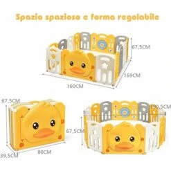 COSTWAY Box Recinto Per Bambini Da Giocare, Pieghevole Con 14 Pannelli, Con Porta E Giochi Multipli (160 X 169 X 67 Cm) -Armonia Casa 23251196 5