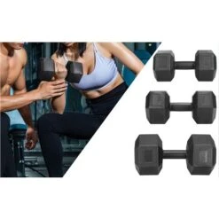 Yaheetech Coppia Manubrio Esagonale Per Palestra Casa In Ferro E PVC Antiscivolo Nero 2 Pezzi 5 Kg -Armonia Casa 23389913 5