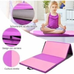 Materassino Da Ginnastica 240 Cm, A 3 Sezioni, Con Maniglie, Tapettino Per Allenamento A Casa, Fitness E Yoga, Pieghevole Antiscivolo, Rosa E Viola 7 Materassino Da Ginnastica 240 Cm, A 3 Sezioni, Con Maniglie, Tapettino Per Allenamento A Casa, Fitness E Yoga, Pieghevole Antiscivolo, Rosa E Viola -Armonia Casa 23443360 3