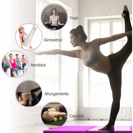 Materassino Da Ginnastica 240 Cm, A 3 Sezioni, Con Maniglie, Tapettino Per Allenamento A Casa, Fitness E Yoga, Pieghevole Antiscivolo, Rosa E Viola 4 Materassino Da Ginnastica 240 Cm, A 3 Sezioni, Con Maniglie, Tapettino Per Allenamento A Casa, Fitness E Yoga, Pieghevole Antiscivolo, Rosa E Viola - immagine 4