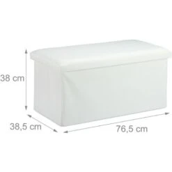 Relaxdays Panca Con Contenitore, Effetto Similpelle, Imbottita, Corridoio, Camera Da Letto, HLP 38x76,5x38,5 Cm, Bianco -Armonia Casa 23531076 4