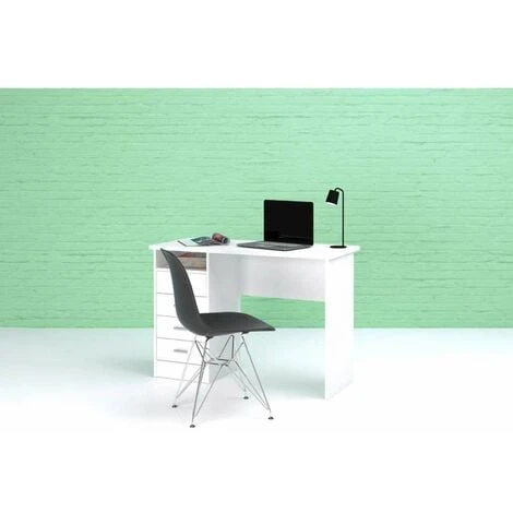 Scrivania Con 4 Cassetti Bianco, 110x76x48,5 Cm 3 Scrivania Con 4 Cassetti Bianco, 110x76x48,5 Cm - immagine 3