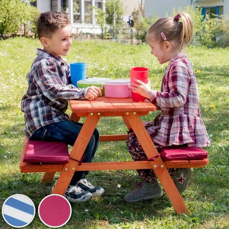 Panca Da Picnic Per Bambini Con Cuscini Morbidi - Arredo Giardino, Arredamento Da Giardino, Set Da Giardino 2 Panca Da Picnic Per Bambini Con Cuscini Morbidi - Arredo Giardino, Arredamento Da Giardino, Set Da Giardino - immagine 2