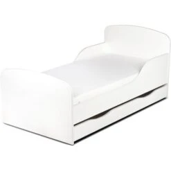 Letto Per Bambini In Legno Con Cassetto E Materasso Dimensioni:140x70 Colore Bianco