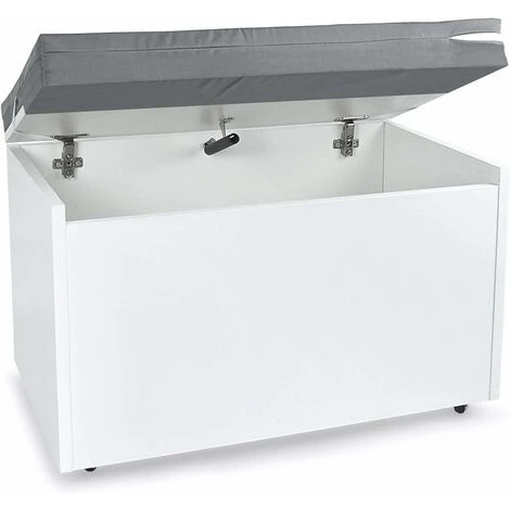 Contenitore Portagiochi In Legno Bianco Su Ruote + Materasso 2 Contenitore Portagiochi In Legno Bianco Su Ruote + Materasso - immagine 2