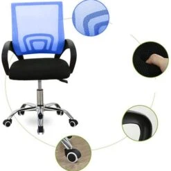 Poltrona Sedia Presidenziale Da Ufficio Direzionale Girevole Traspirante Blu -Armonia Casa 23813687 4