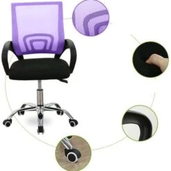 Poltrona Sedia Presidenziale Da Ufficio Direzionale Girevole Traspirante Viola -Armonia Casa 23813688 3
