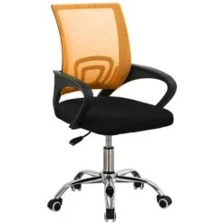 Poltrona Sedia Presidenziale Da Ufficio Direzionale Girevole Traspirante Arancio