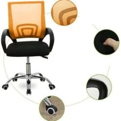 Poltrona Sedia Presidenziale Da Ufficio Direzionale Girevole Traspirante Arancio -Armonia Casa 23813713 3