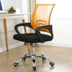 Poltrona Sedia Presidenziale Da Ufficio Direzionale Girevole Traspirante Arancio -Armonia Casa 23813713 4
