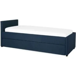 Divano Letto Estraibile In Tessuto Blu Navy Rete A Doghe 80 X 200 Cm Marmande -Armonia Casa 23970881 4
