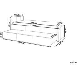 Divano Letto Estraibile In Tessuto Grigio Chiaro Rete A Doghe 80 X 200 Cm Marmande -Armonia Casa 23970895 3