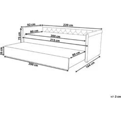 Divano Letto Estraibile In Tessuto Beige Con Rete A Doghe 80 X 200 Cm Libourne -Armonia Casa 23970899 3