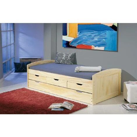 Dmora Letto Con Secondo Letto A Estrazione E Cassetti, Colore Rovere, Cm 98 X 63 X 205., Con Imballo Rinforzato 2 Dmora Letto Con Secondo Letto A Estrazione E Cassetti, Colore Rovere, Cm 98 X 63 X 205., Con Imballo Rinforzato - immagine 2