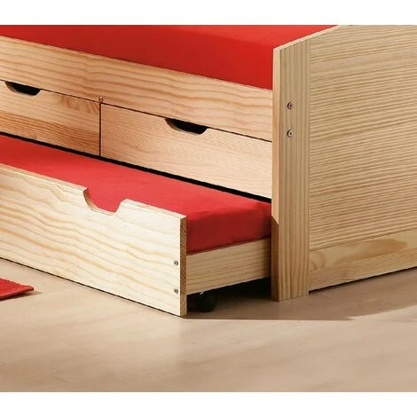 Dmora Letto Con Secondo Letto A Estrazione E Cassetti, Colore Rovere, Cm 98 X 63 X 205., Con Imballo Rinforzato 4 Dmora Letto Con Secondo Letto A Estrazione E Cassetti, Colore Rovere, Cm 98 X 63 X 205., Con Imballo Rinforzato - immagine 4