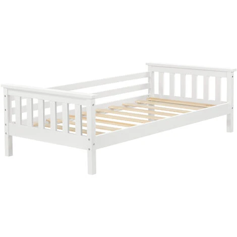 Letto Per Bambini Con Testiera E Pediera 70x140 Cm Letto Di Design Moderno In Legno Di Pino - Bianco 2 Letto Per Bambini Con Testiera E Pediera 70x140 Cm Letto Di Design Moderno In Legno Di Pino - Bianco - immagine 2