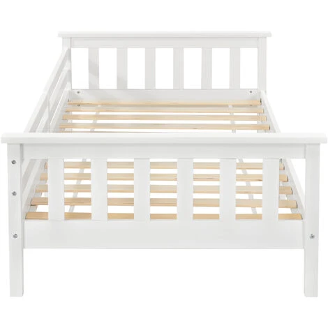 Letto Per Bambini Con Testiera E Pediera 70x140 Cm Letto Di Design Moderno In Legno Di Pino - Bianco 5 Letto Per Bambini Con Testiera E Pediera 70x140 Cm Letto Di Design Moderno In Legno Di Pino - Bianco - immagine 5