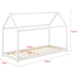 Letto Per Bambino A Forma Di Casetta 70x140 Cm Lettino Di Design Struttura In Legno In Stile Montessori - Bianco -Armonia Casa 24061679 3