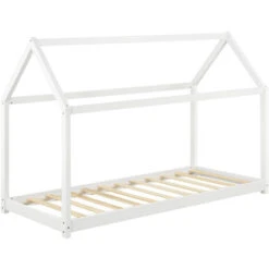 Letto Per Bambino A Forma Di Casetta 70x140 Cm Lettino Di Design Struttura In Legno In Stile Montessori - Bianco -Armonia Casa 24061679 4